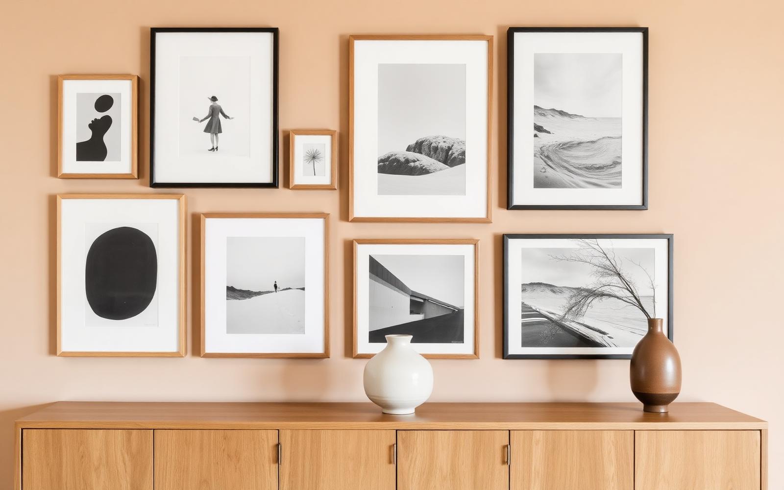 Een galerijwand die wél werkt: lay-out, lijsten, afhanghoogte.